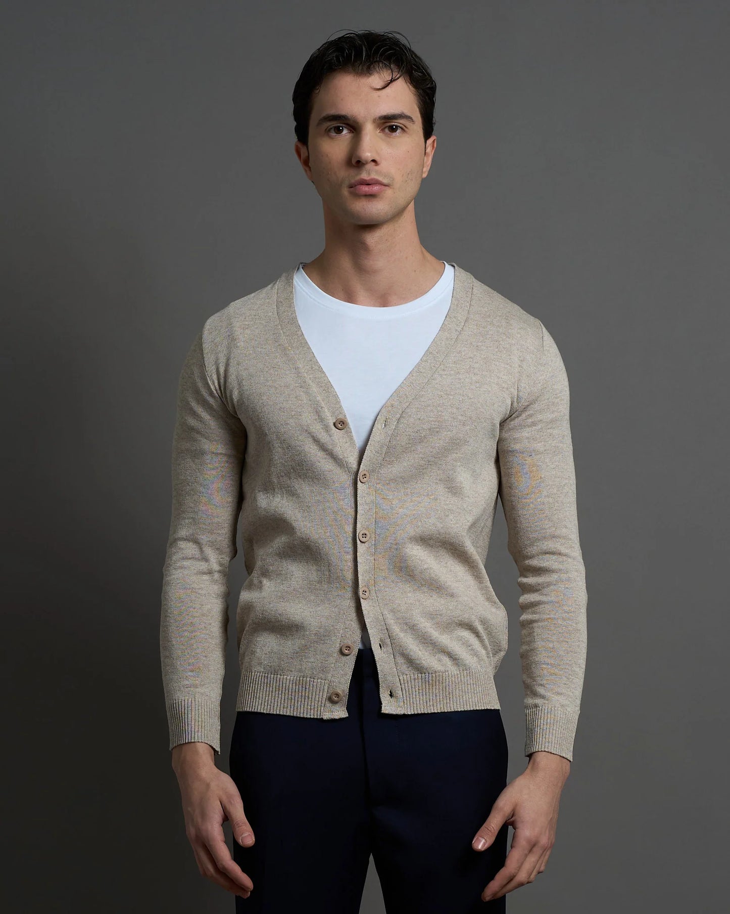 Cardigan Slim Fit in cotone Sea Island Cotton