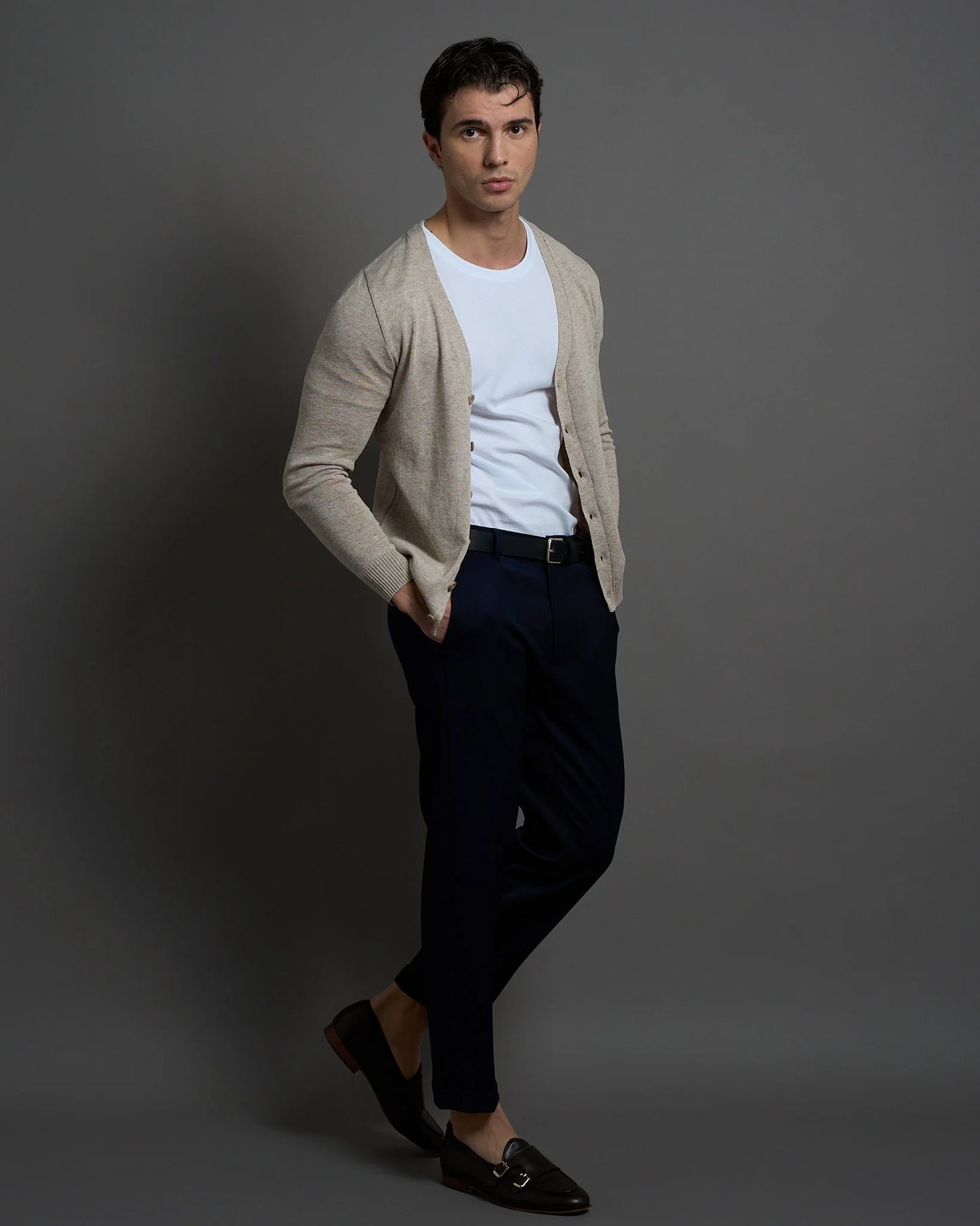Cardigan Slim Fit in cotone Sea Island Cotton